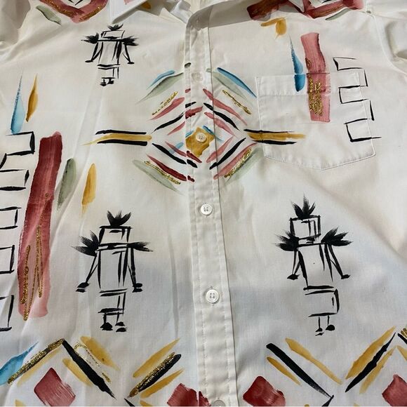 Creative Artwear Hand Painted Button Down Shirt Signed By Artist Women's M - Picture 2 of 16